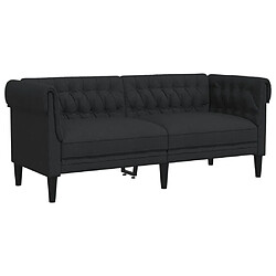 vidaXL Canapé Chesterfield 2 places noir tissu