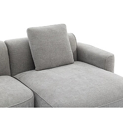 Vente-Unique Canapé d'angle droit et pouf en tissu texturé gris POMIANGO pas cher