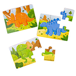 Bigjigs Toys 3 puzzles dinosaures en bois 