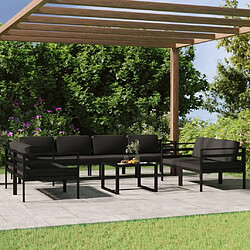 Maison Chic Ensemble Tables et chaises d'extérieur 9 pcs avec coussins,Salon de jardin Aluminium Anthracite -GKD355850