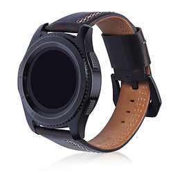 Acheter Wewoo Bracelet pour montre connectée en cuir pleine fleur avec motif Trois lignes Samsung Gear S3 22 mm café