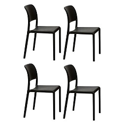 Inside 75 Lot de 4 chaises RIVER empilables design coloris anthracite.