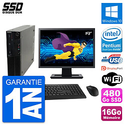 PC Lenovo M82 SFF Ecran 19" Intel G630 RAM 16Go SSD 480Go Windows 10 Wifi · Occasion 