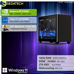 Sedatech Pack Mini-PC Pro • Intel i7-14700KF • RTX3050 • 32Go DDR5 • 2To SSD M.2 • Windows 11 • Moniteur 24"