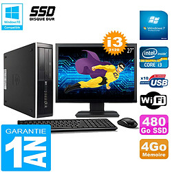 PC HP Compaq Pro 6300 SFF I3-2120 4Go 480Go SSD Graveur DVD Wifi W7 Ecran 27" - Occasion