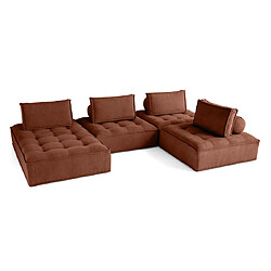 Bestmobilier Marisol - canapé panoramique modulable 7 places - velours texturé Marisol - canapé panoramique modulable 7 places - velours texturé - Terracotta