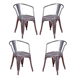 Nest Dream Lot de 4 chaises en métal avec accoudoirs - Bistro