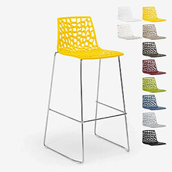 Tabouret de bar de cuisine Grand Soleil 74 cm design Spider Slitta, Couleur: Jaune 