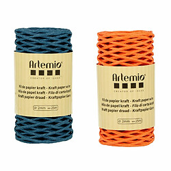 Artemio 2 bobines de fil kraft bleu azur/ orange