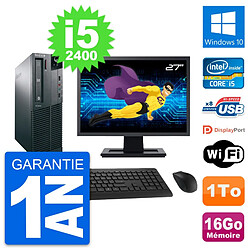 PC Lenovo M82 SFF Ecran 27" Intel i5-2400 RAM 16Go Disque 1To Windows 10 Wifi - Occasion