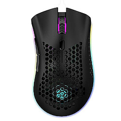 Universal YYH-BM600 Souris sans fil 2,4 GHz 1600DPI USB RECHARGable Honeycomb RGB Optical 7 touches souris pour ordinateur portable