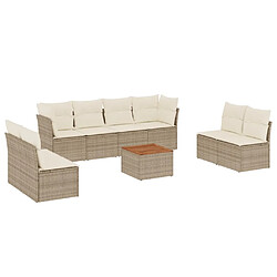 vidaXL Salon de jardin avec coussins 9 pcs beige résine tressée