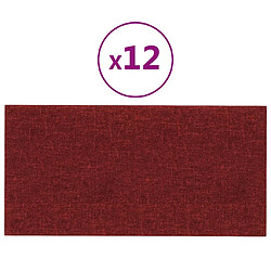 vidaXL Panneaux muraux 12 pcs Rouge bordeaux 30x15 cm Tissu 0,54 m²