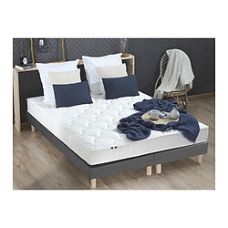 Idliterie Ensemble Matelas Mousse ferme réversible ALTO + Sommier - Made in France Ensemble Matelas Mousse ferme réversible ALTO + Sommier - Made in France Dimensions - 2x80 x 200 cm, Sommier - Gris chiné