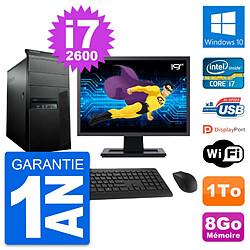 PC Tour Lenovo M91p Ecran 19" Intel i7-2600 RAM 8Go Disque 1To Windows 10 Wifi · Occasion 