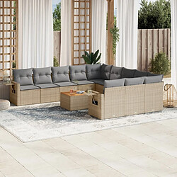 Maison Chic Salon de jardin avec coussins 12 pcs | Ensemble de Table et chaises | Mobilier d'Extérieur beige résine tressée -GKD44801