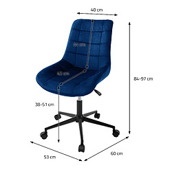 Acheter ML-Design 2x Chaise de bureau pivotante à 360° bleu en velours tabouret pour salon travail