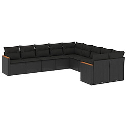 Maison Chic Salon de jardin 10 pcs avec coussins, Ensemble Tables et chaises d'extérieur noir résine tressée -GKD987293