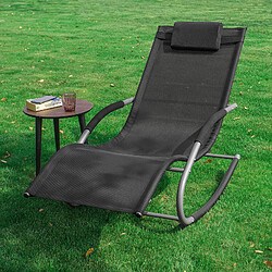 SoBuy OGS28-SCHx2 Lot de 2 Fauteuils à bascule Transats de jardin avec repose-pieds