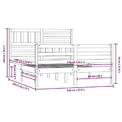 vidaXL Cadre de lit Bois massif 140x190 cm pas cher