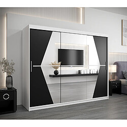 Abiks Meble Armoire Boliwia à portes coulissantes 200/250/62 3 portes (blanc/noir) 