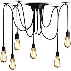 Stoex Suspension Luminaire Induistrielle Vintage Rétro Multiple 6pcs Lustre Araignée P Suspension Luminaire Induistrielle Vintage Rétro Multiple 6pcs Lustre Araignée Plafonnier Eclairage Pendentif Installation Facile pour Salon Salle à Manger Chambre Maison Cuisine