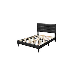 Provence Literie Lit riley pour matelas 140x200-Sommier+Tête de Lit Capitonnee Couleur NOIR+Pieds en 16cm pour matelas-2x13Lattes