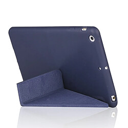 Avis Wewoo Housse Étui Coque Etui en cuir pleine texture PU + Gel de silice Millet pour iPad Mini 2019avec support à pliage multiple Bleu foncé