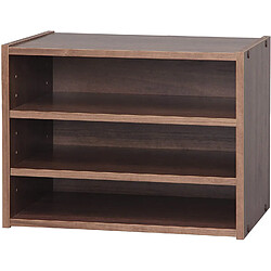 Iris Ohyama, Étagère/Meuble de rangement empilable 3 étages en bois - Boîte de rangement empilable modulaire en bois STB-400T - Chêne brun, L40 x P28,7 x H30,5 cm 531482 