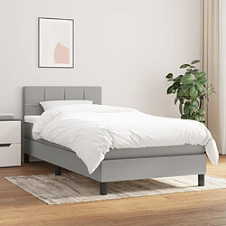 vidaXL Sommier à lattes de lit et matelas Gris clair 90x190 cm Tissu 