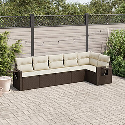 Maison Chic Salon de jardin avec coussins 6 pcs, Ensemble Tables et chaises de jardin, marron résine tressée -GKD354969