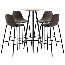 vidaXL Ensemble de bar 5 pcs Tissu Gris foncé 