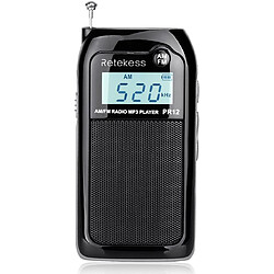 RETEKESS radio de poche AM FM avec batterie rechargeable noir 