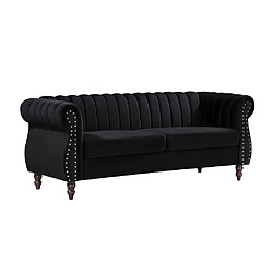 Vente-Unique Canapé chesterfield 3 places en velours noir TRUMBO