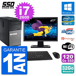 PC Tour Dell 9010 Ecran 27" Intel i7-2600 RAM 32Go SSD 120Go Windows 10 Wifi · Occasion 