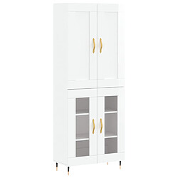 vidaXL Buffet haut Blanc brillant 69,5x34x180 cm Bois d'ingénierie