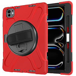 Avizar Coque pour iPad Pro 13 2024 Antichoc avec Poignée Support et Sangle Rouge 