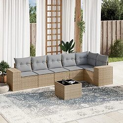 Maison Chic Salon de jardin avec coussins 7 pcs, Ensemble Tables et chaises de jardin, beige résine tressée -GKD700919