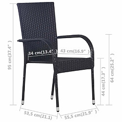 Maison Chic Lot de 4 Chaises empilables d'extérieur Résine tressée Noir -GKD74996 pas cher