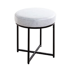 Avis Mes Tabouret rond 42x45 cm en PU gris clair et métal noir