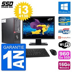 PC Fujitsu E720 E85+ DT Ecran 27" i3-4130 RAM 16Go SSD 960Go Windows 10 Wifi · Occasion 