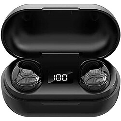 Chrono Écouteurs sans fil, écouteurs intra-auriculaires Bluetooth 5.0, micros intégrés étanches IPX6 pour des appels clairs(noir) 