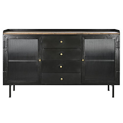 Pegane Buffet Meuble de rangement en bois de manguier et métal coloris noir - Longueur 145 x Hauteur 85 x Profondeur 40 cm