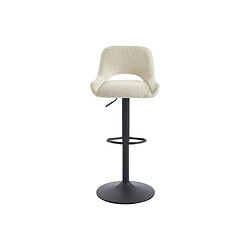 Avis Vente-Unique Lot de 2 tabourets de bar en tissu texturé et métal noir - Hauteur réglable - Crème - MAYENO