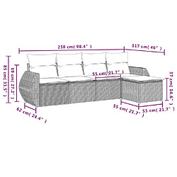 Avis vidaXL Salon de jardin 5 pcs avec coussins noir résine tressée