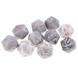 10 Pcs 20 Faces Dés D20 Polyédrique Dés Pour Donjons Et Dragons Jeux De Table Blanc Gris pas cher