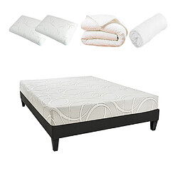 Olympe Literie Pack Poséidon Pack Prêt à dormir POSEIDON 160x200 cm | Matelas Mémoire de forme + Sommier + Accessoires