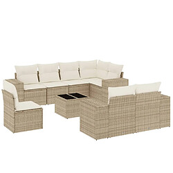 vidaXL Salon de jardin avec coussins 9 pcs beige résine tressée