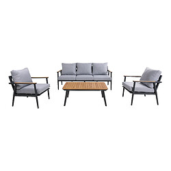 AXI Bibi Salon de jardin avec 1 canapé, 2 fauteuils et une table de jardin | Canapé de Jardin 4 pièces en aluminium & bois de teck en anthracite / marron | Ensemble Table et Chaise de Jardin