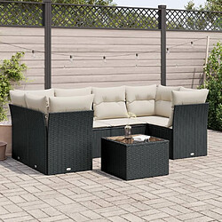 Maison Chic Ensemble Tables et chaises d'extérieur 7pcs avec coussins,Salon de jardin noir résine tressée -GKD843859